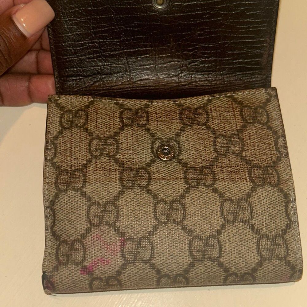 Gucci GG Monogram Coated Canvas Folding Wallet Brown PROJECT DIY UPCYCLE READ - Picture 5 of 13